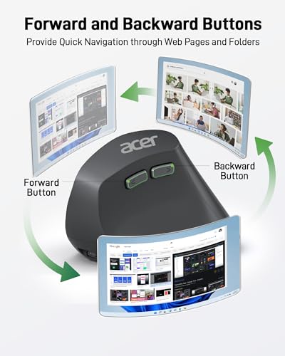 Acer Ergonomic Mouse Wireless, Adjustable DPI Vertical Mouse for Laptop - image 7