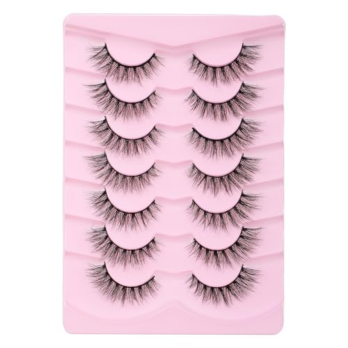 7 Paare Natürliche Wispy Wimpern Flauschige Falsche Wimpern Künstliche Manga Wimperns Lashes Extensions Cluster Lassen Sie Ihre Augen Feucht Sexy und Charmant Aussehen(style3)
