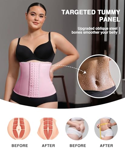 Image of Waist Trainer for Women Latex Underbust Waist Cincher Corset, Tummy Control Corset Sport Girder Hourglass Body Shaper
