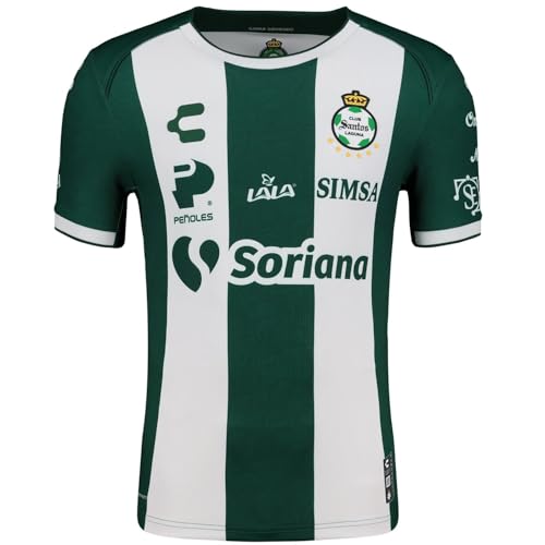 Club Santos Laguna - Camiseta de fútbol para hombre 2024-2025, Verde/Blanco, Small