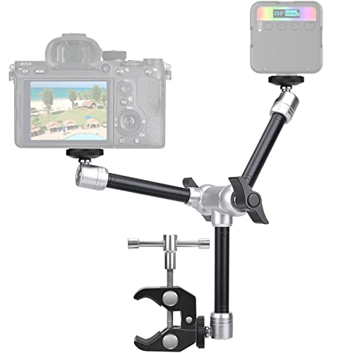 Professioneller 2-Arm Schwerlast Gelenkig Reibung Magic Arm mit Tisch Klemme Halterung für Spiegelreflexkamera Action Cam Kamera Camcorder Handy GoPro iPhone Monitor Videolicht Zeitraffer Vlogging Rig Cover