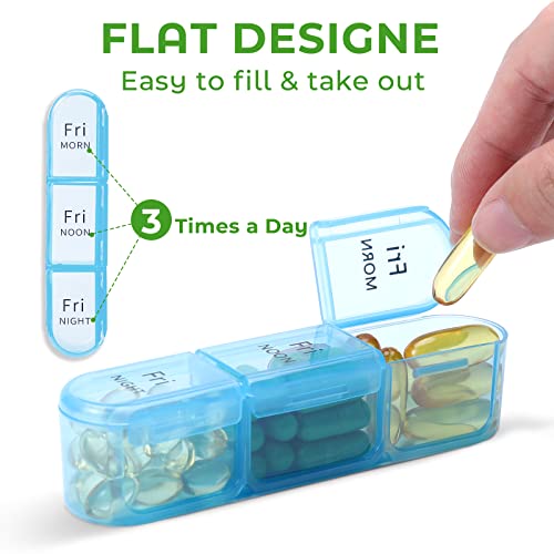 Image of Daviky Daily Pill Box Organizer - 7 Day Pill Box with 3 Compartments, Holds Vitamins and Medication