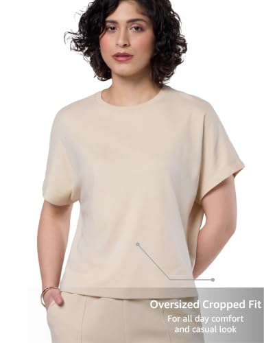 Image of Symbol Premium Women's Oversized Cotton Cropped T-Shirt (Stylish | Super Soft | Round Neck | Solid) (Available in Plus Sizes)