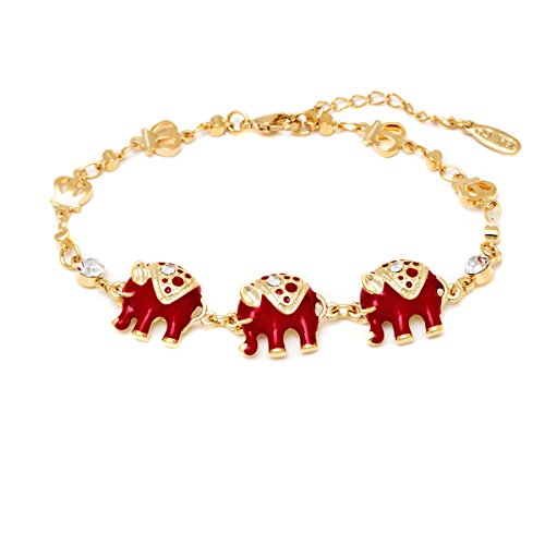 Barzel 18k Gold Plated Triple Elephant Bracelet