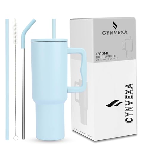 Image of Tumbler with lid and Straw 1200ML Cup Stainless Steel Vacuum Insulated Tumbler for Water, Iced Tea or Coffee 1.2L Office Gym Travelling (40 - Oz - Retro Mint)