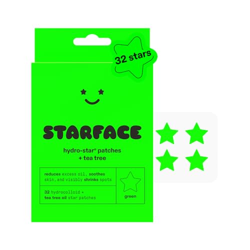 Starface Hydro-Star + Tea Tree Hydrocolloid Patches with Plant-Based Tea Tree Oil Helps Naturally Reduce Oil and Unclog Pores Vegan and Cruelty-Free Skincare (32 Count)