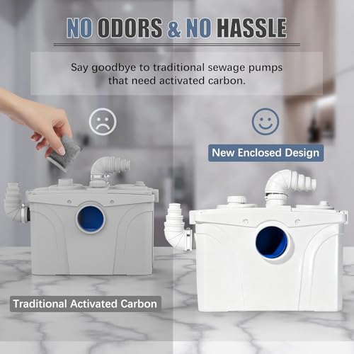 Image of 1500W Macerator Pump with 2 Outlets /4 Inlets, 2HP Sewage System for Toilet | 1500W Macerator Pump with 2 Outlets /4 Inlets, 2HP Sewage Pump for Basement, Sink, Toilet, Laundry, Kitchen