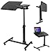 SUPER DEAL Overbed Angle & Height Adjustable Mobile Rolling Laptop Stand with Lockable Wheels Sofa/Bed Side Table Hospital Table Stand Cart