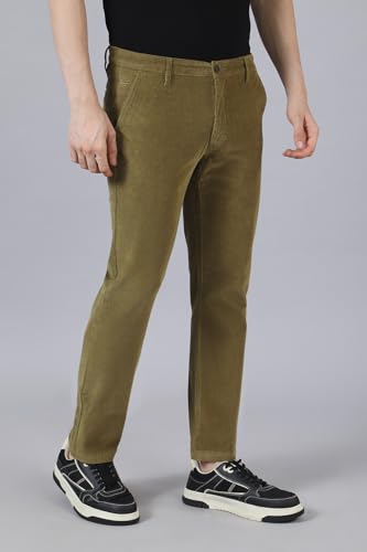 Image of BELANO Men Slim Fit Corduroy Cotton Stretch Chinos
