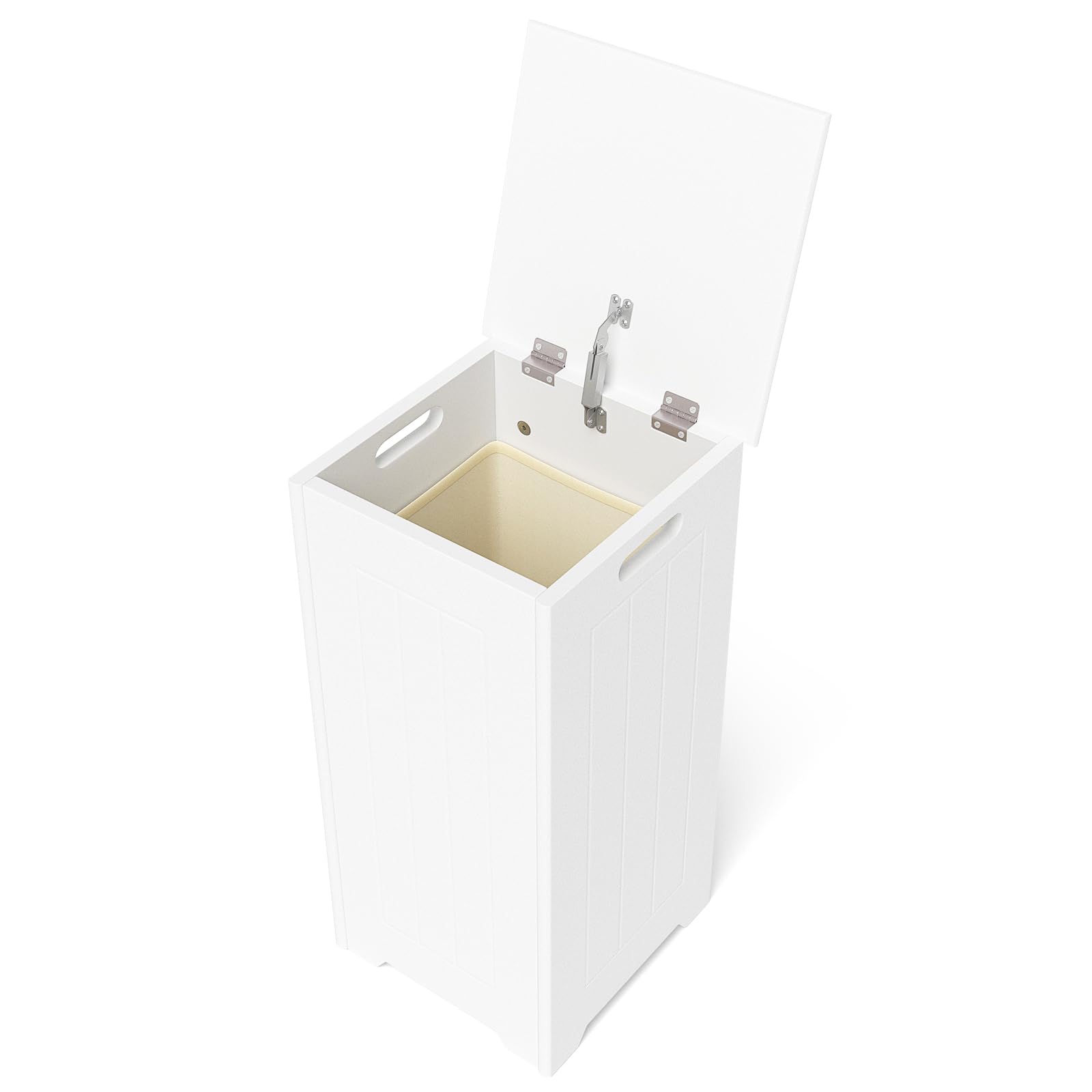 LIFEZEAL Cesto Portabiancheria Sporca, 54L, con Coperchio, Portabiancheria Sporca, per Bagno, Cesta Panni Sporchi, Portabiancheria Salvaspazio, Bianco (con sacco)