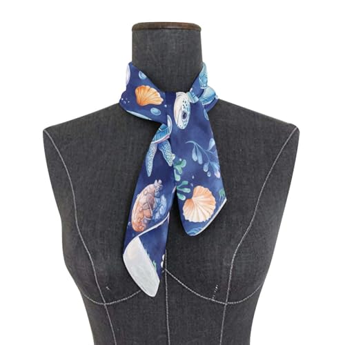 Sea Creatures Silk Like Head Scarf for Women,Soft Fashion Neck Scarf Square Satin Head Scarf 23.6 Inches3