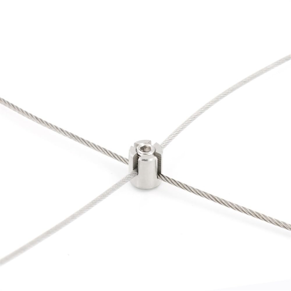 Morsetti Per Fune 10 PZ M2/M3/M4/M5/M6 Sistemi di traliccio a fune metallica in acciaio inossidabile di grado marino 316 Morsetto for corda con clip a croce verde da parete morsetto(For 6mm wire)