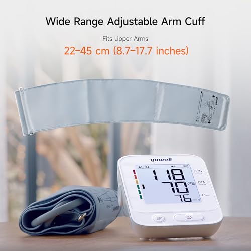 Image of yuwell Blood Pressure Monitor, Large Upper Arm Blood Pressure Cuff, Digital Blood Pressure Machine for Home Use, Large Backlit Screen Display, Stores 199 Readings, Voice Broadcasting with Batteries