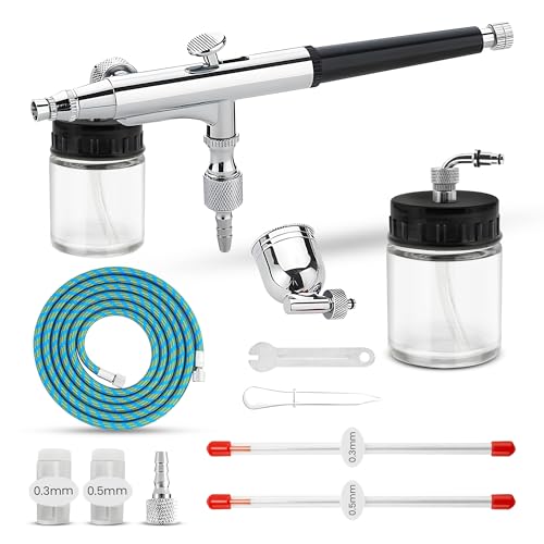 JUNIERS AG-234K Airbrush Pistole Double-Action-Funktion Airbrush-Set Pistole, Düse & Nadel, Komplettset für Profis & Anfänger Ideal für Modellbau, Nailart, Tattoo, Kuchen Dekoration & DIY-Projekte
