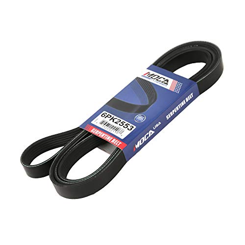 Image of MOCA 6PK2553 EPDM Serpentine Belt Compatible with 1990-1994 for Saab 9000 2.3L, 2007-2008 for Dodge Caliber 1.8L 2.0L (from: 09 /2007; to: 08 /2008; for Vehicles with air Conditioning)