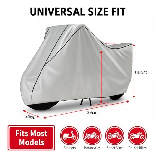 Image of Stylish Water Resistant Bike Body Cover Compatible with Meteor 350 & All Models | UV Protection, Dustproof, Heat Resistant, Two Wheeler | New All Weather Protection, Dust & Rain