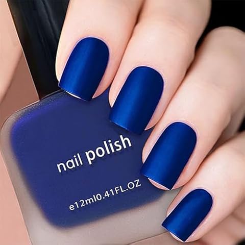 COSMOO 12ml Blue Matte Nail Polish, Quick Dry Nail Lacquer for Nail Art Varnish, Mist Effect Matte Finish Velvet Nail Polish, 0.41 fl oz (Blue, 0.41 fl oz) Cover