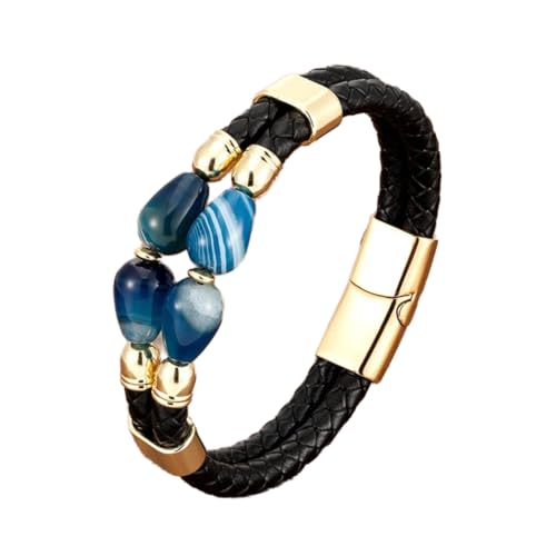 Bracelet œil de tigre en cuir noir, le cadeau idéal pour homme moderne