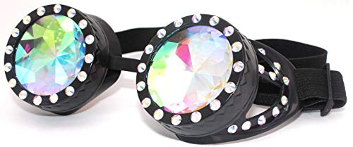4sold (TM Steampunk Black Cyber anteojos de Sol Estilo Victoriano Vintage Estilo Rave Goth, Mujer, b-1, Diamond Black Kaleidoscope, Universal