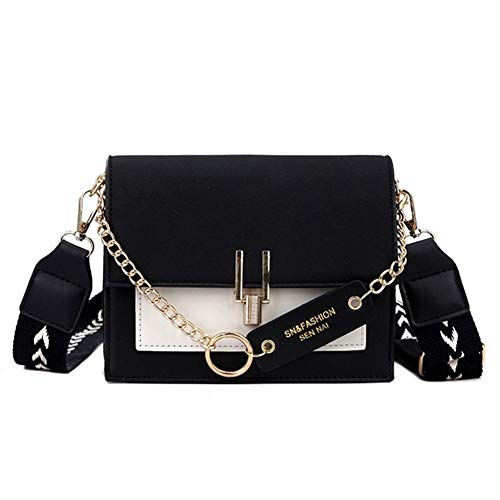YMYGCC Sacs Bandoulière Mini sacs à main Femmes Mode Ins Rétro large bandoulière Messenger sac sac simple Style Sacs à bandoulière (Color : Black, Size : 19cmx14.5cmx7.5cm) Cover