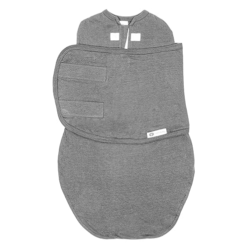 Image of embe 2-Way Starter Baby Swaddle, 6-14 lbs, Newborn Sack 0-3 Months, Zip, Hook & Loop 0-3 Months Baby Wrap, Hip Healthy, Infant Swaddle - Slate
