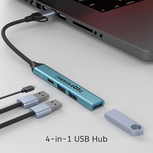 Image of iVOOMi NEXUS401C 2 in 1 Type-C /USB to 4 Port USB Aluminium Hub with 20cm Length and Gold Plated Connector, Working with Windows, macOS, Linux for Laptop, MacBook - 1 Year Warranty - Newly Launch