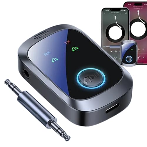 XIAOXIAOYU Receptor Inalámbrico,Adaptador 2 en 1 para Aviones con Conexión Inalámbrica | Doble Flujo Multipunto 2 en 1 con Pantalla LCD Hi Fi para Consolas de Música y Juegos, TV, Altavoces,