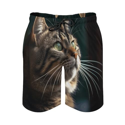Tabby Cat Pictures Mens Swim Trunks Quick Dry Swim Shorts with Mesh Lining Funny Board Shorts Bathing Suits3
