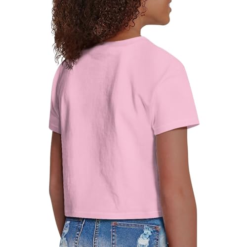 Image of Girls Fashion Crewneck Tee Shirts Casual Short Sleeve Crop Top Summer Outfits 5-14 Years Old