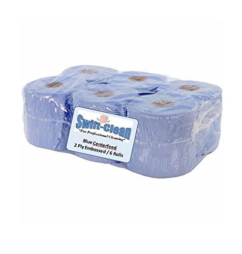Swift Clean® 2 Ply Embossed Centre Feed/Towel/Tissue Wipe Blue Paper Hand Towels Suitable for Garage, Restaurant, Office, Home, Work, Shed Exculsive by slamtech ONLY (6)