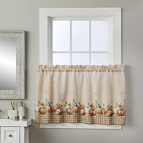 SKL Home Harvest Autumn Pumpkins Curtain Tier Pair 36 Natural 2 Pack