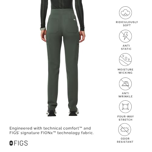 Image of FIGS YOLA High Waisted Skinny Scrub Pants for Women - 11 Pockets, 4-Way Stretch, Yoga Waistband