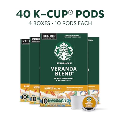 Starbucks K-Cup Light Roast Coffee Pods - Keurig Brewers Veranda - 1 Box (40 Capsules)