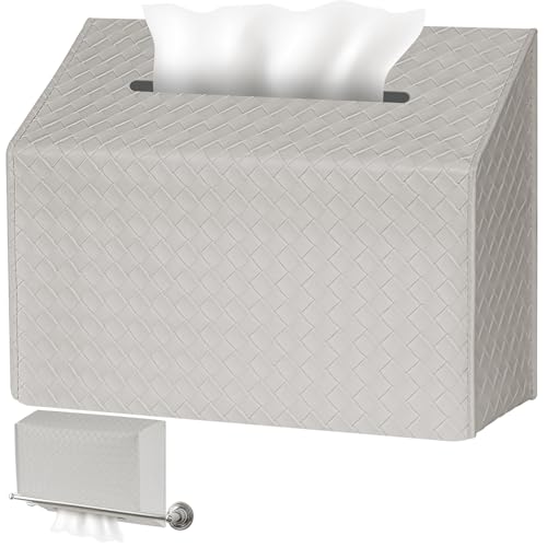 NiHome PU Leather Tissue Box Cover for Kleenex Hand Towels Versatile for Countertops and Towel Racks Leather Enhances Home Decor Easy to Use with Exquisite Edging Craftsmanship (Gray)