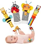 Infinno Wrist Rattle Socks and Foot Finder - Baby Educational Toy for Newborn Boys and Girls, 0-12 Months - Perfect for Baby Shower or Birthday Gifts