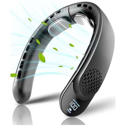ASNUG Bladeless Neck Fan, 4 Turbo Portable Neck Fan, 4000 mAh Battery Operated, USB Rechargeable Personal Fan, 3 Speeds, 360° Cooling Airflow, LED Display, Wearable Fan for Home, Office, Travel Cover