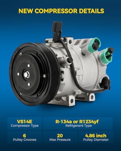 Image of PHILTOP Air Conditioner AC Compressor with Clutch for Kia Soul 2014-2019 1.6L, 2017-2019 1.6T,Forte5 2014-2018 1.6T,Forte Koup 2014-2016 1.6T, Hyundai Elantra 2017-2020 1.6T,Elantra GT 2019-2020 1.6T