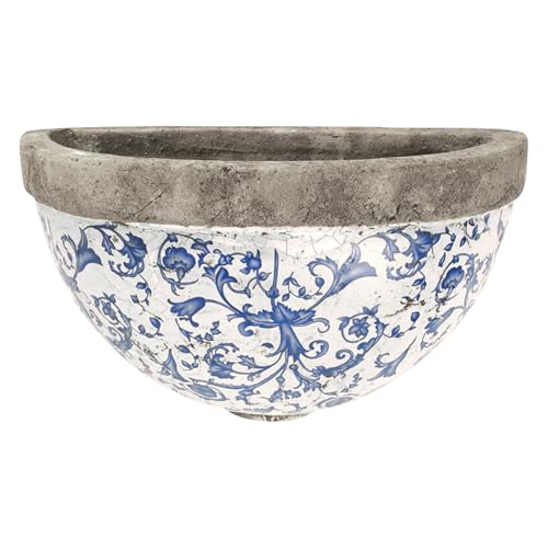 Esschert Design USA Ceramic Wall Planter-Blue/White