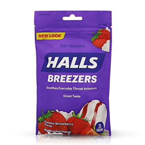 Halls Breezers Drops Cool Creamy Strawberry 25 ea (Pack of 2)