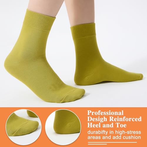 Image of ATBITER Women's Thin Cotton Crew Socks - Soft Above Ankle Bootie Casual Dress Socks 6-Pairs