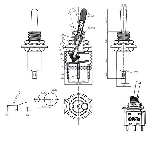 Cylewet 10Pcs Mts102 Ac 125V 6A On/On 3 Pins 2 Positions Mini Toggle Switch Single Connection For Arduino (Pack Of 10) Cyt1015 #TOP6
