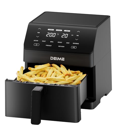 Image of DEIME Air Fryer 6.5 QT 12-in-1 Dual heating for 360° Crispy Meals Large Capacity Oven Air Fryers Healthy Cooker with Fast Cooking with Bake, Roast, Broil, Non-Stick Basket