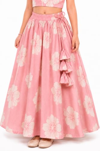 Image of GORLYA Girl's Rayon Printed Traditional Lehenga with Puff Sleeve Designer Choli Set