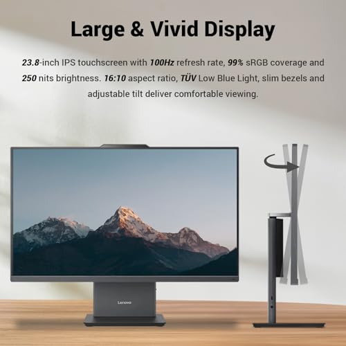 Image of Lenovo ThinkCentre Neo 55a Gen 6 Business All-in-One, 23.8 inch FHD IPS 100Hz, AMD Ryzen 5 220 Up to 4.9 GHz, 16GB DDR5, 512GB SSD, Wired KB & Mouse, HDMI, 5MP Webcam, Wi-Fi 6, Windows 11 Pro, w /Bundle