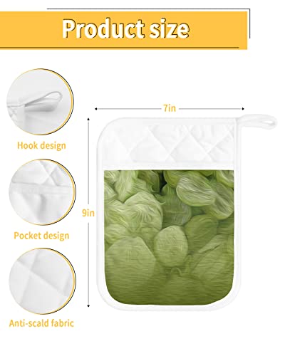 2 Pack Pocket Pot Holders, Teal Ombre Hot Pads For Kitchen Heat Insulation Potholders, Modern Green Gradient Abstract Art Aesthetics Pot Holder Oven Mitts Hot Pad Trivet For Baking Cooking 9"X7" #TOP2