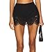 Womens Sexy Lace Trim Short Skirt Summer Y2k Pencil Bodycon Mini Skorts Fashion Solid Ruffle Going Out Streetwear (A-Black, M)