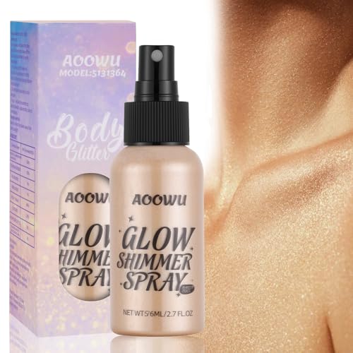 AOOWU Spray de Purpurina Corporal, 76ml Spray Líquido con Brillantina, Rociar de Brillo, Purpurina de Carnaval Maquillaje, Secado Rápido, Brillantina Líquida para Cuerpo, Cara, Cabello y Ropa (#02)