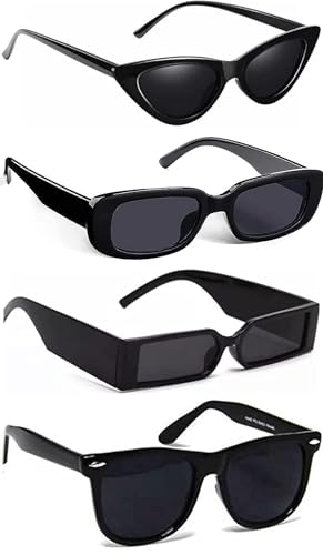 Image of IFLASH Rectangular Sunglasses Retro Fashion Shades for Men & Women (Pack of 4)