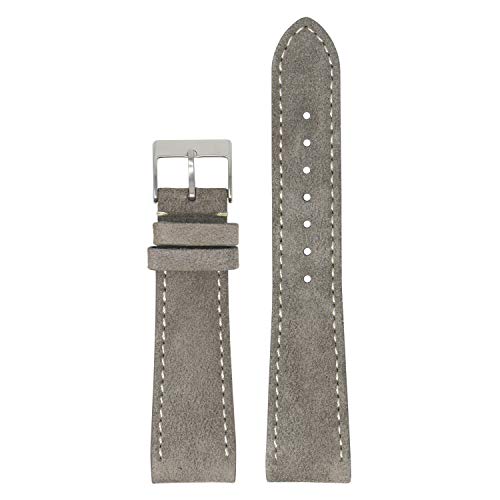 StrapsCo Classic Suede Leather Quick Release Watch Band Strap - Grey - 18mm - Standard Length