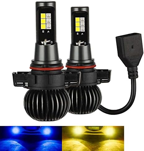 Kairiyard 5202 LED Fog Lights Bulbs, H16 LED Fog Lights Bulbs 55W 3600 Lumens 3000K Yellow +8000K Blue Dual Color Switchback CSP Chip PS24W LED Replacement For Cars,Trucks (Pack of 2)